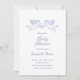 Invitación Cherubs sosteniendo a las parejas del corazón Baby