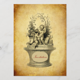Invitación Cherubs vintage y fondos de escritorio invitan