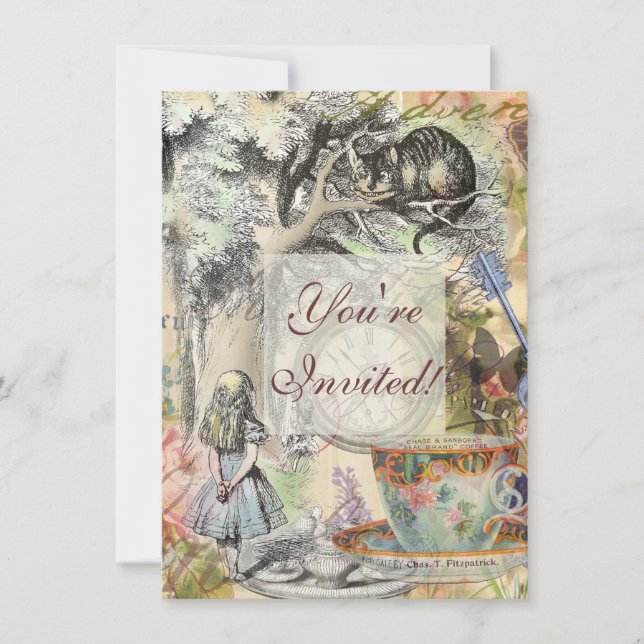 Invitación Cheshire Cat Alice Wonderland Classic (Anverso)