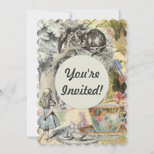 Invitación Cheshire Cat Alice Wonderland Classic