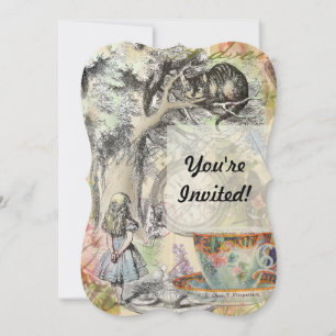 Invitación Cheshire Cat Alice Wonderland Classic
