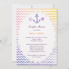 Invitación Chevron arcoiris Ducha de Parejas Náuticas