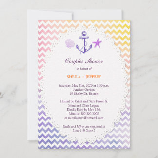 Invitación Chevron arcoiris Ducha de Parejas Náuticas