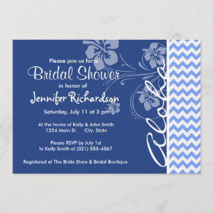 Invitación Chevron Azul; Aloha