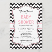Chevron blanco y negro, rosa, Baby Shower