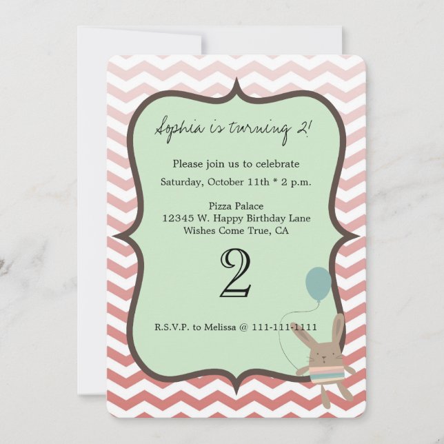 Invitación Chevron Bunny (Anverso)