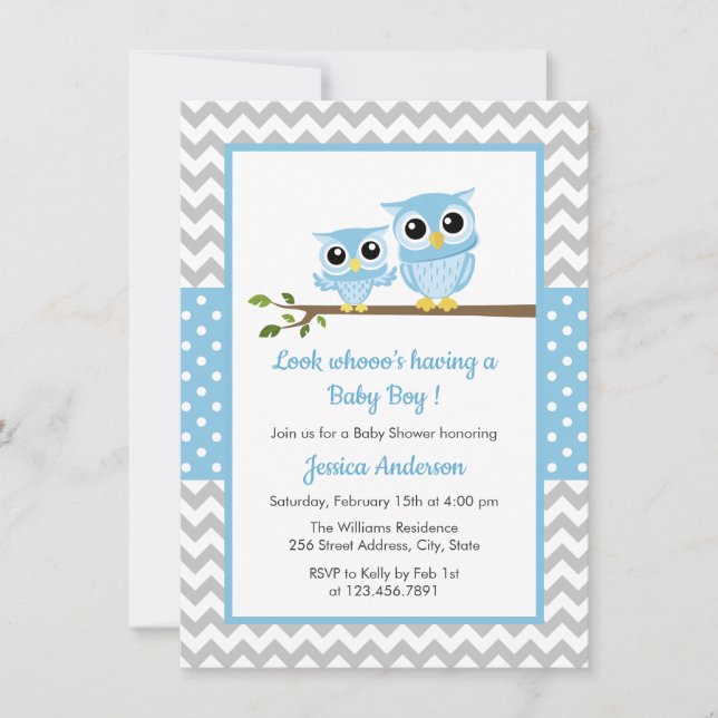 Invitación Chevron Chevron Boy Baby Shower (Anverso)