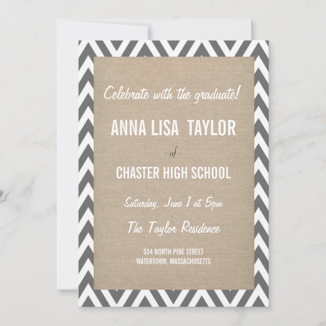 Invitación Chevron Class of 2015 Graduation 2015 Invite (Anverso)