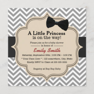 Invitación Chevron con clase raya a pequeña princesa Baby