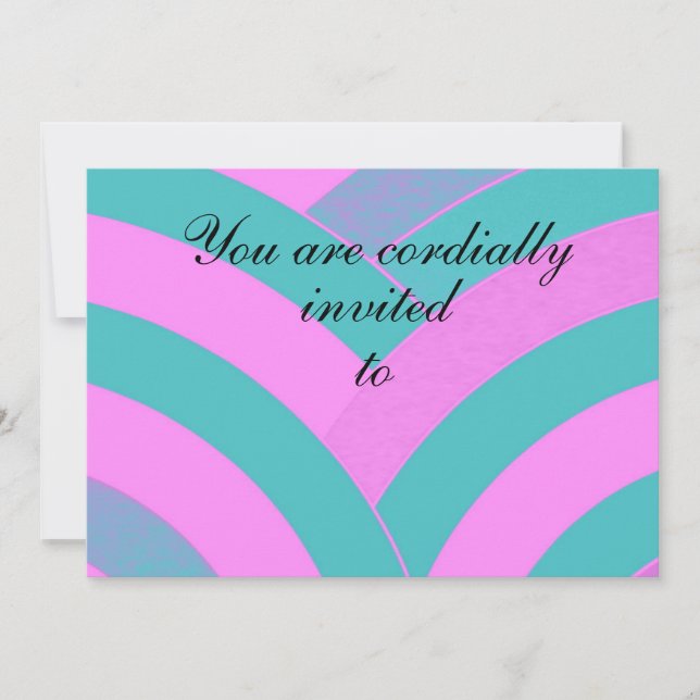 Invitación chevron curvo rosa/verde (Anverso)