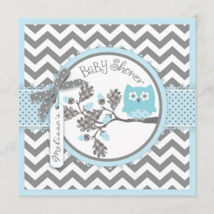 Invitación Chevron de Bebé Owl Imprimir Baby Shower