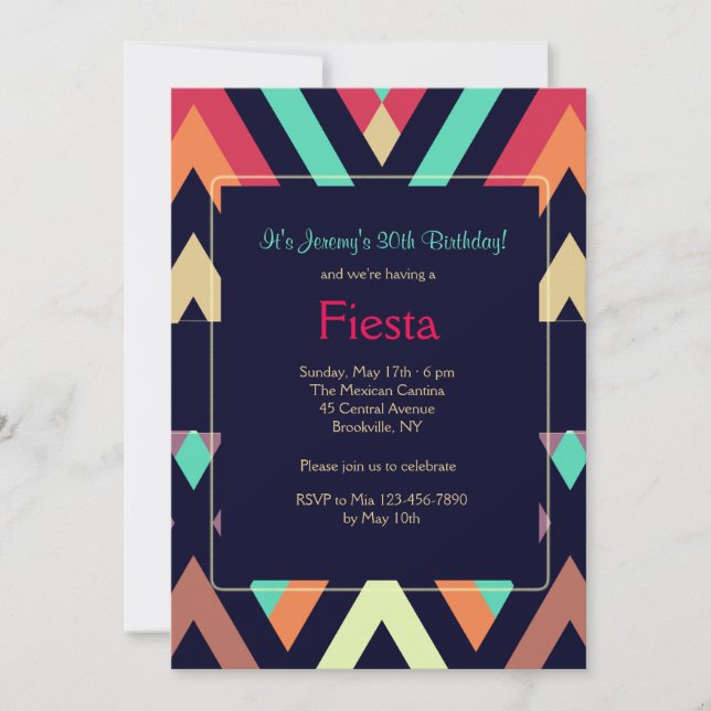 Invitación Chevron Fiesta (Anverso)