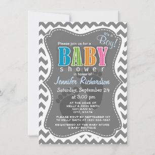 Invitación Chevron gris oscuro; zag zig