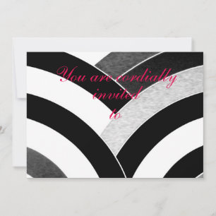 Invitación chevron negro/blanco contemporáneo curvo