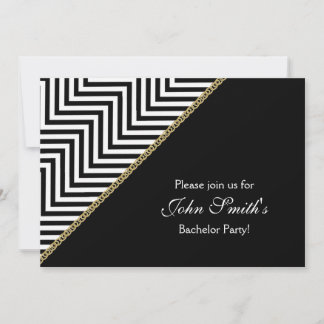 Invitación Chevron negro blanco soltero PERSONALIZADO