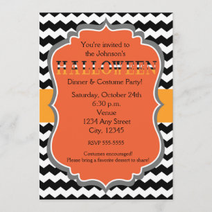 Invitación Chevron para Fiesta de Disfraces y Cena