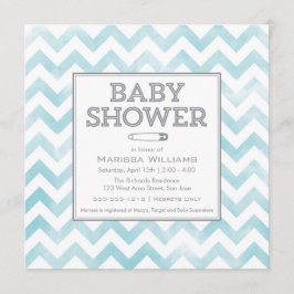Invitación Chevron patrón Baby Shower invitación, aqua