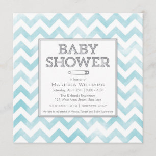 Invitación Chevron patrón Baby Shower invitación, aqua
