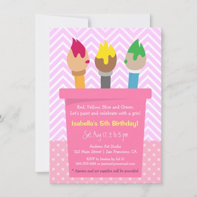 Invitación Chevron Polka concuerda con la fiesta de cumpleaño (Anverso)
