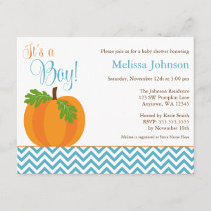 Invitación Chevron Pumpkin Fall Boy Baby Shower