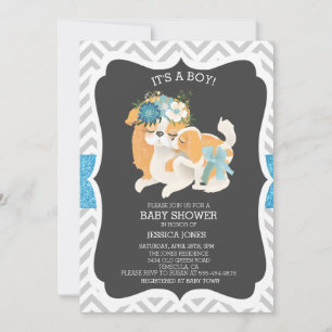 Invitación Chevron Purpurina Chevron Baby Shower