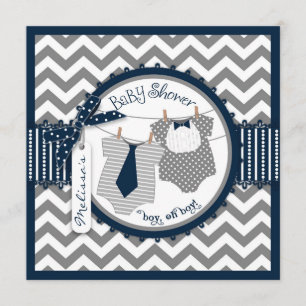 Invitación Chevron Ties de niños gemelos Imprimir Baby Shower