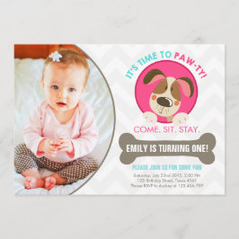 Invitación Chevron turquesa de cachorro