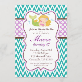 Invitación Chevron verde azulado, púrpura puntea cumpleaños
