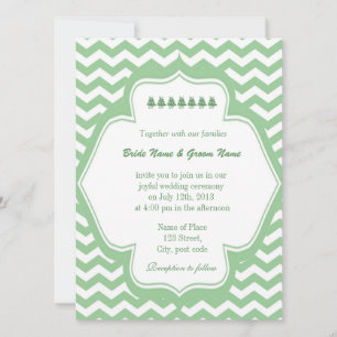 Invitación Chevron verde lima de moda, boda clásica