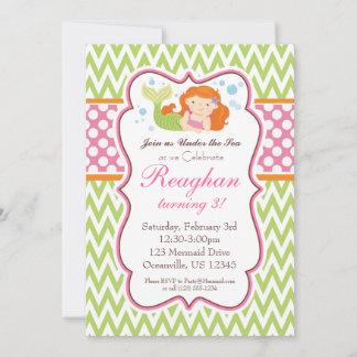 Invitación Chevron verde limón y puntos rosados Cumpleaños de