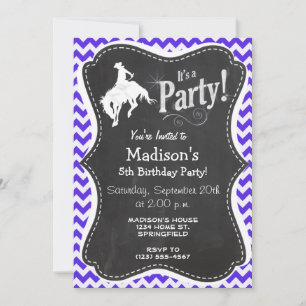 Invitación Chevron Violeta Azul; Rodeo