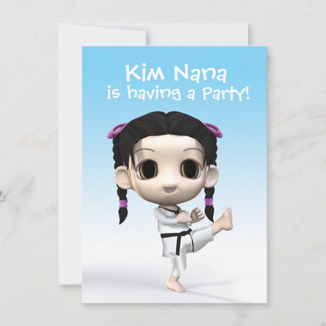 Invitación Chibi el Taekwondo (Anverso)