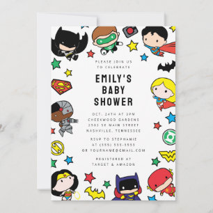 Invitación Chibi Justice League Baby Shower