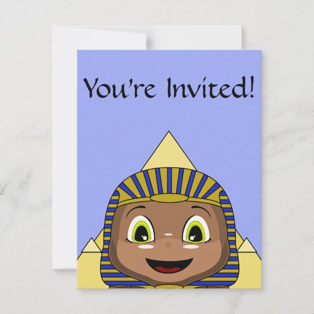 Invitación Chibi Sphinx Con Pirámides (Anverso)
