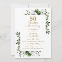 Chic 50º Aniversario de Boda Monograma Floral 