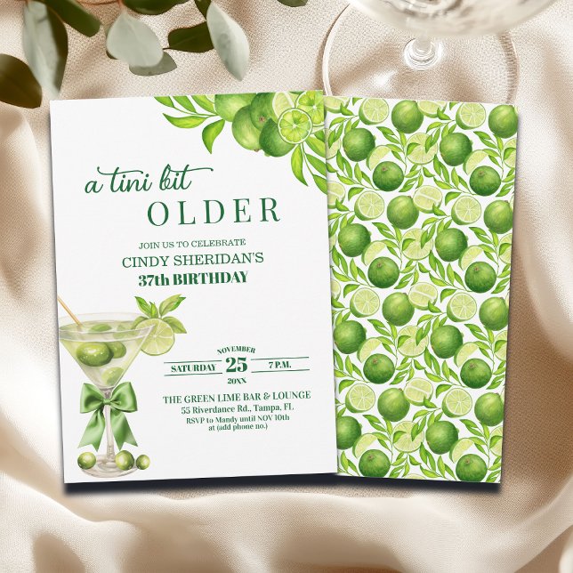 Invitación Chic A Tini Bit Mayor Lime Martini 37 Cumpleaños (Subido por el creador)