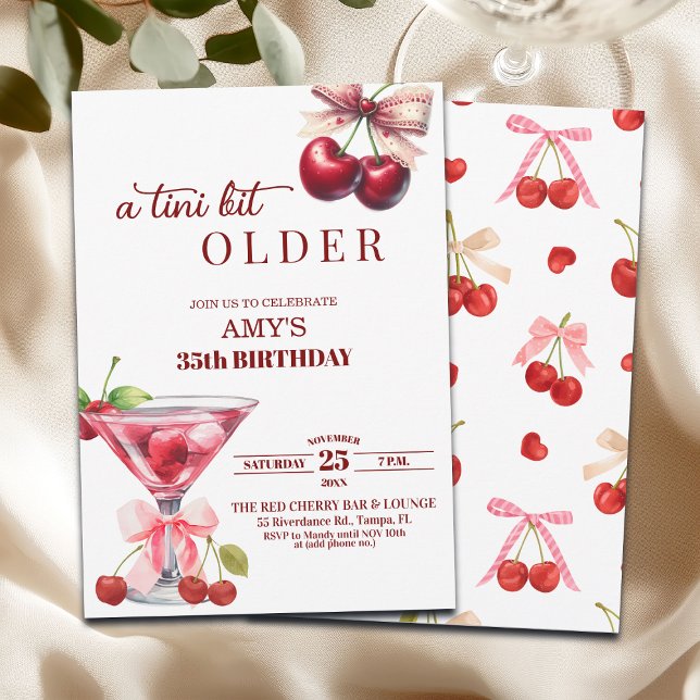 Invitación Chic A Tini Bit Older Cherry Martini 35th Birthday (Subido por el creador)