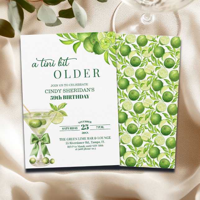 Invitación Chic A Tini Bit Older Lime Martini 59 Cumpleaños (Subido por el creador)