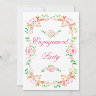 Invitación Chic Aquarela Floral Compromiso Doble Cara
