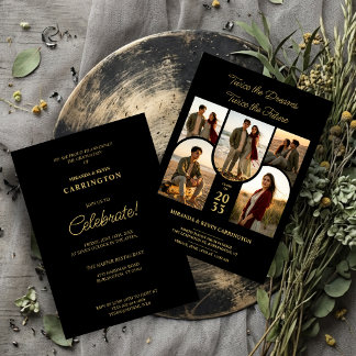 Invitación Chic Arched Collage Double Grads Twins TMF26