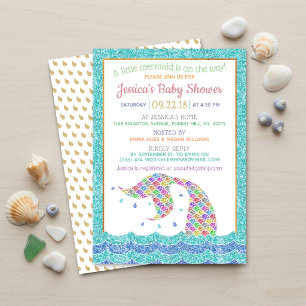 Invitación Chic arcoíris brillo sirena baby shower