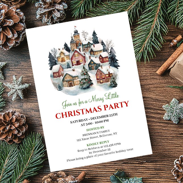 Invitación Chic artistic Christmas scene festive celebration  (Chic artistic Christmas scene festive celebration card)