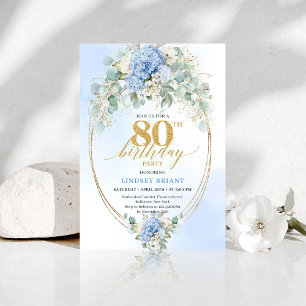 Invitación Chic Atemporal Hydrangea Floral Cumpleaños 80