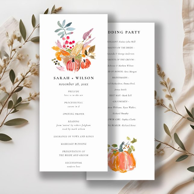 Invitación Chic Autumn Harvest Pumpkin Wedding Program (Subido por el creador)