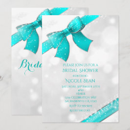 Invitación Chic Azul Turquesa Agua y Lazos con Des