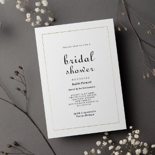 Invitación Chic bautizo de oro blanco vintage caligrafía
