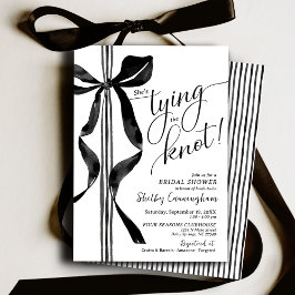 Invitación Chic Black Bow She's Tying The Knot Bridal Shower