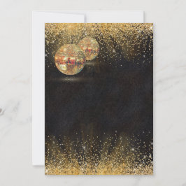 Invitación Chic Black Gold Disco Ball Rehearsal Dinner