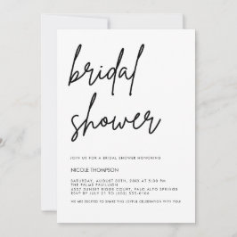 Invitación Chic Black Script Bridal Shower Invitation Minimal