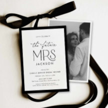 Chic Black & White Bridal Shower Photo Invitation